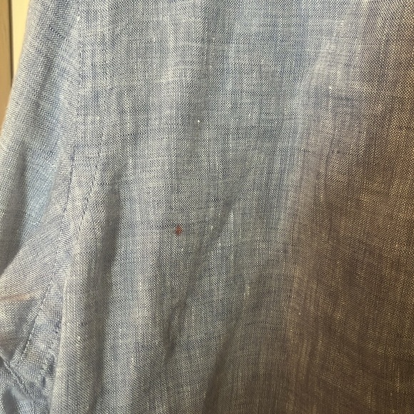 Perry Ellis Blue Linen open neck Shirt size large - Picture 9 of 9